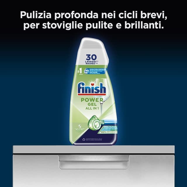 Detalle de Finish Powergel Detersivo Lavastoviglie 0% (gel) — pacco da 7 bottiglie da 30 lavaggi