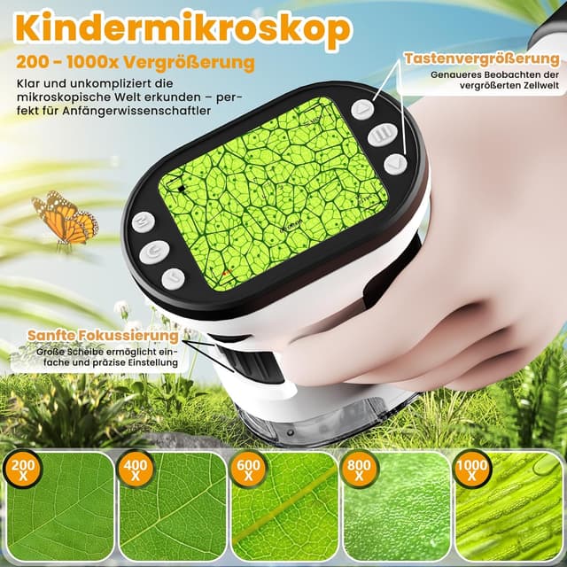 Detalle 2 de FIVAVA 1000X tragbares Kinder‑Mikroskop 1000x