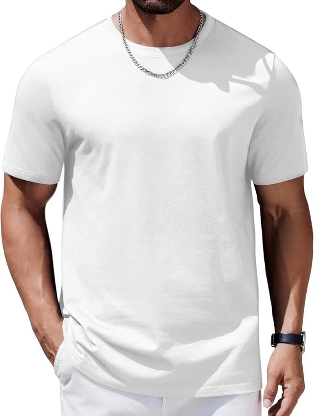 Detalle de COOFANDY T-shirt homme manches courtes col rond en coton biologique