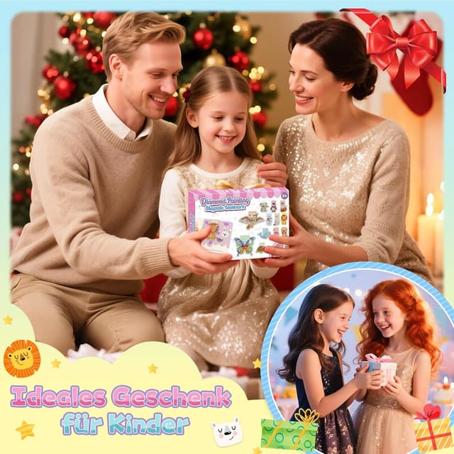 Detalle 2 de Molleyzi Diamond Painting Lesezeichen für Mädchen (6–10 Jahre) – Bastelset mit DIY-Magneten