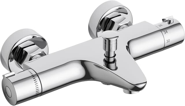 Detalle de MORADO thermostatic bath shower mixer tap with temperature control (solid brass, chrome finish) – bathtub mounted