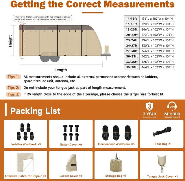 Thumbnail 6 de Umbrauto Travel Trailer RV Cover (24'–27') with Upgraded 7-Layer Roof & Windproof Fit