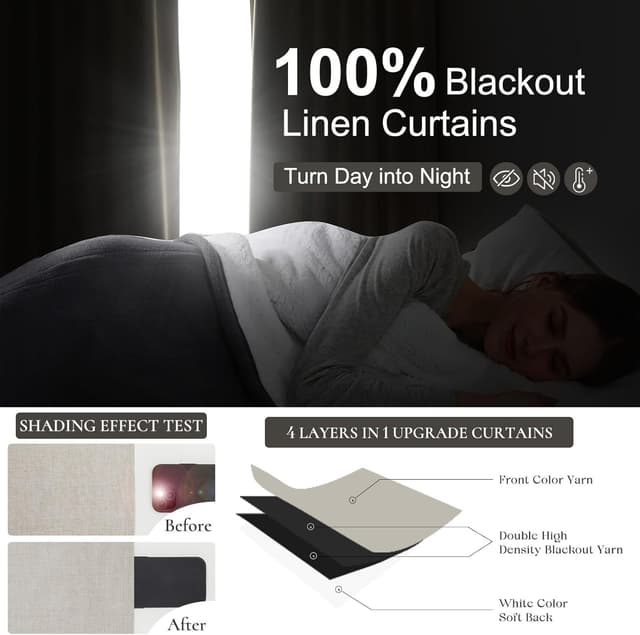 Detalle de 100% Blackout Curtains 84 Inch 2-Panel Set 🪟