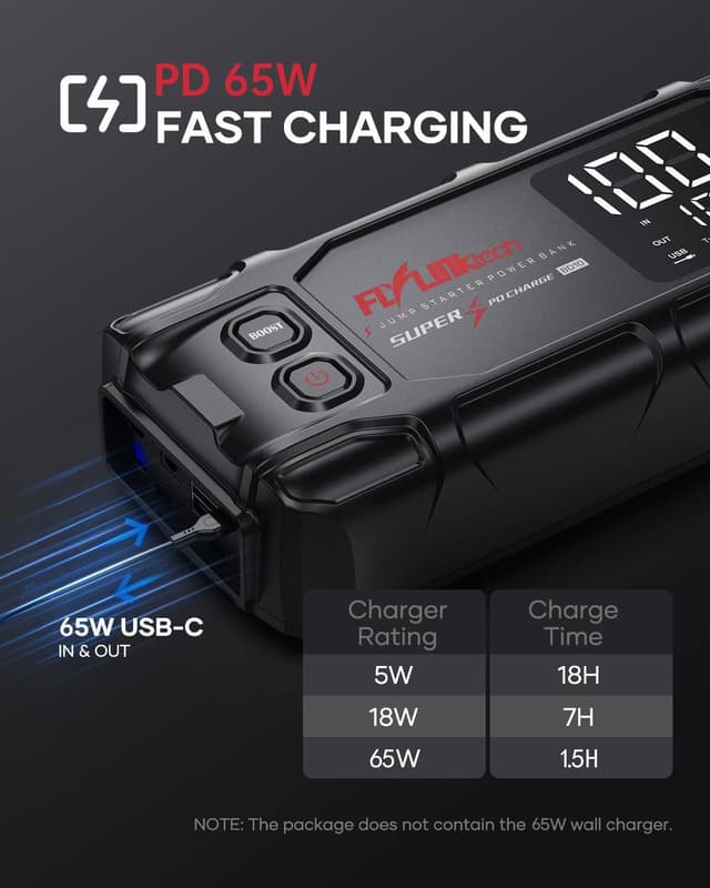 Detalle 2 de FLYLINKTECH BD10 26800mAh 8000A Car Jump Starter