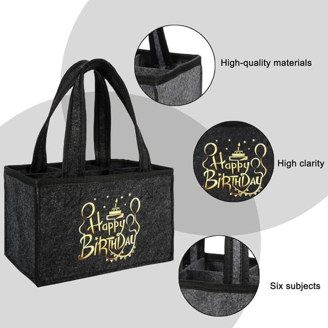 Detalle 2 de Ani cy Männerhandtasche Bier als witziges Geburtstagsgeschenk mit „HAPPY BIRTHDAY“ (Filz-Flaschentasche)