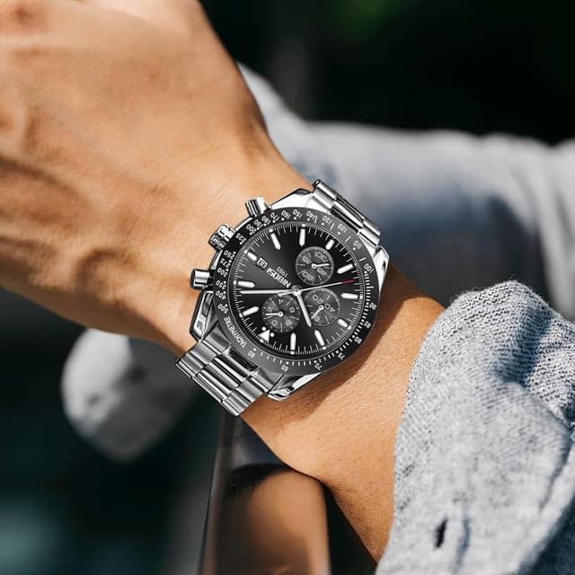 Detalle de NIBOSI Orologio uomo analogico al quarzo cronografo impermeabile con data e quadrante luminoso