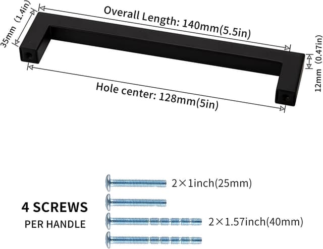 Detalle 2 de LONTAN 8er Möbelgriff-Set schwarz, 128 mm
