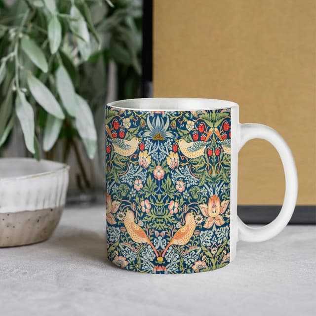 Detalle de ENSFTF Ceramic Mug, 11oz Strawberry Thief