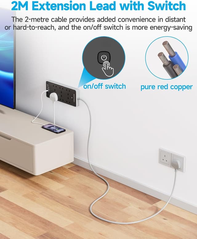 Thumbnail 4 de Extension Lead with USB Slots 6-Way Surge