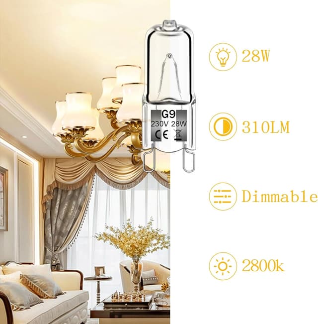 Thumbnail 1 de Haraqi G9 Halogen Bulbs 28W 230V, Warm White