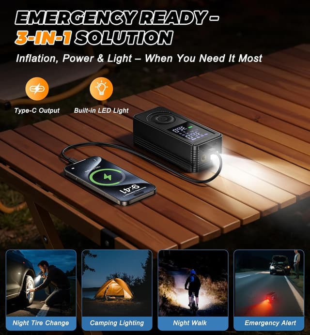 Thumbnail 5 de Tire Inflator Portable Air Compressor 150 PSI