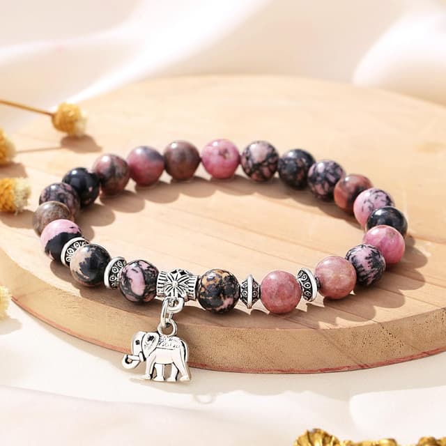 Detalle de XIANNVXI 8mm Crystal Elephant Bracelet – good luck & strength beaded jewellery gift