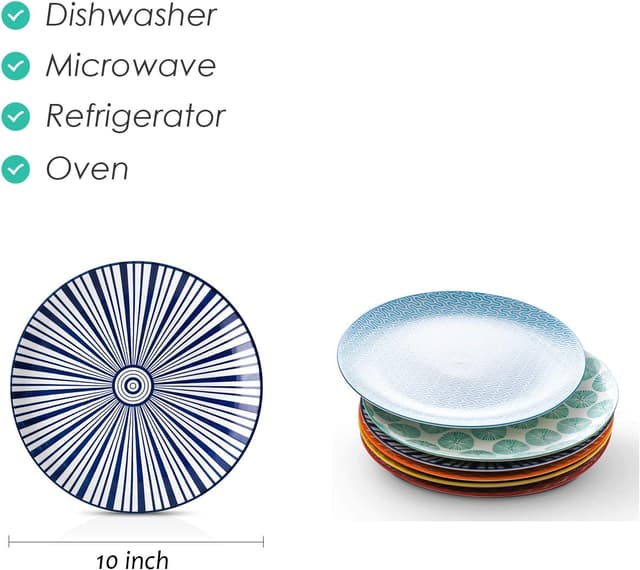 Detalle 2 de 10 inch Porcelain Dinner Plates, set of 6