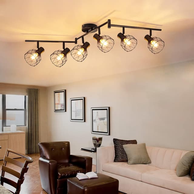 Detalle de Kimjo 6-flammiger LED-Deckenstrahler (E14, schwenkbar) in Schwarz