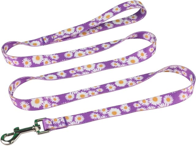 Detalle de Olahibi Harness and Leash Set (Floral Pattern) with 150cm Matching Leash – Medium Dogs (M, Purple Daisy)