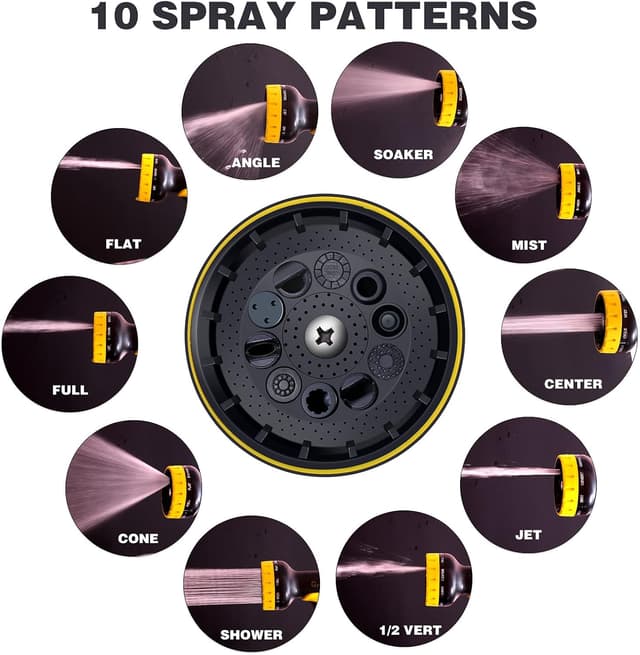 Detalle de Expandable Garden Hose 25ft with 1/2" & 3/4" Brass Fittings and 10-Function Spray Gun