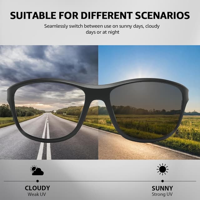 Detalle de Myiaur Photochromic Running Sunglasses (UV400, polarised) with wrap-around sports fit