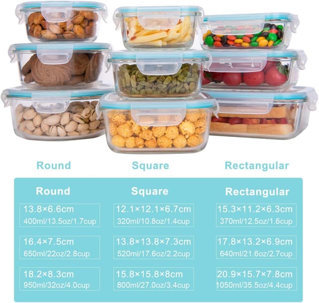Detalle 2 de AILTEC 18-Piece Glass Food Storage Containers