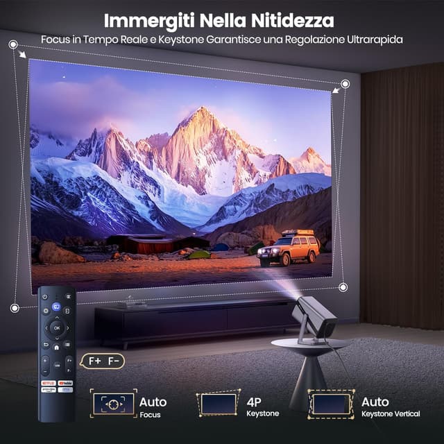 Detalle de iWIMIUS Proiettore 4K Smart TV con Netflix Ready, Dolby e tiro corto (Auto Focus, WiFi 6, Bluetooth 5.2)