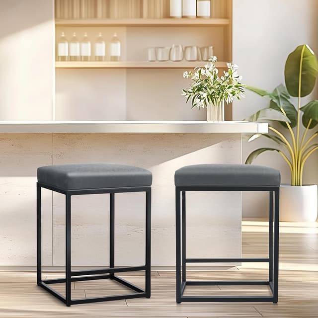 Imagen de ALPHA HOME Sgabello da bar 61 cm grigio 2 pezzi en OfertitasTOP