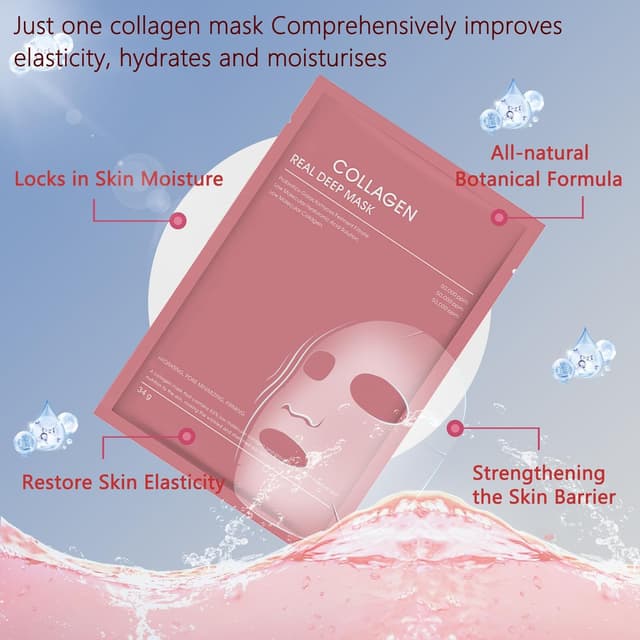 Detalle de Bio Collagen Overnight Maske (4 Stück) – Bio-collagen Real Deep Mask als Hydratisierungs- & Barrieremasken für die Nacht
