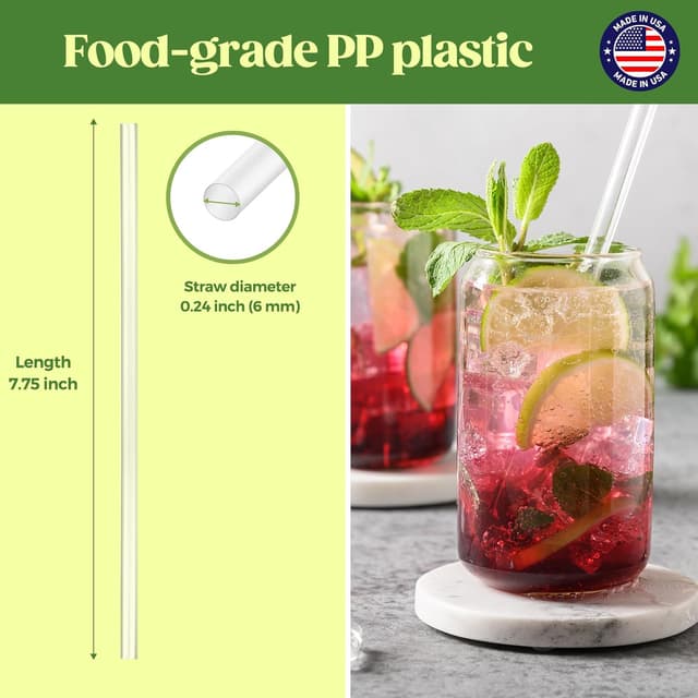 Thumbnail 1 de Glotoch Express 7.75" Clear Plastic Straws 500pc