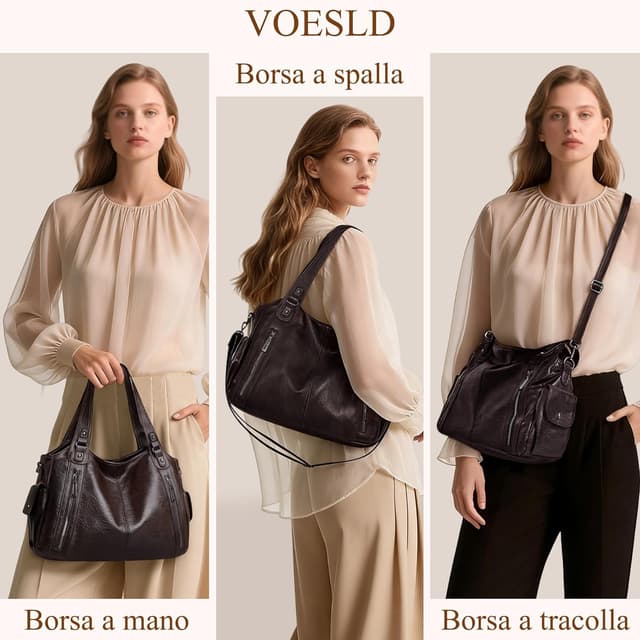 Detalle de VOESLD borsa donna in PU vintage chic con tracolla regolabile