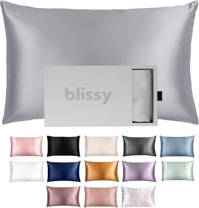 Detalle de Blissy Silk Pillowcase Cover (22 Momme 6A Mulberry Silk) — Pure Silk for Hair & Skin