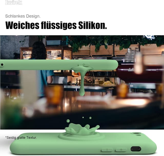 Detalle de Zuvirelx Silikon-Handyhülle für iPhone SE (2./3. Gen) 2020/2022 & iPhone 8/7 – minzgrün, dünn & stoßfest