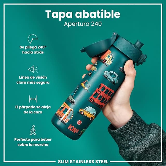 Detalle 2 de ion8 Botella Agua Inox 600 ml, ligera y a prueba de fugas 🚰