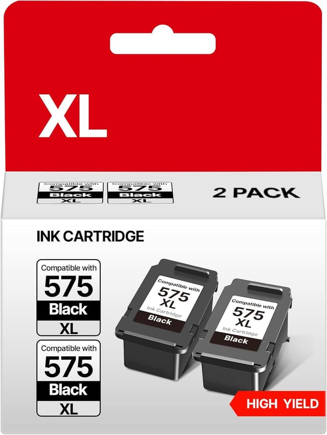 Detalle de RUDGUZ Druckerpatronen 575 XL PG-575XL 575XL Black (kompatibel) – 2er-Pack für Canon Pixma