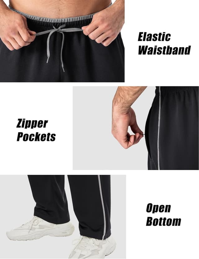 Detalle de EKLENTSON Herren Trainingshose mit Mesh-Einsatz – Schnell trocknende Jogginghose mit Reißverschlusstaschen