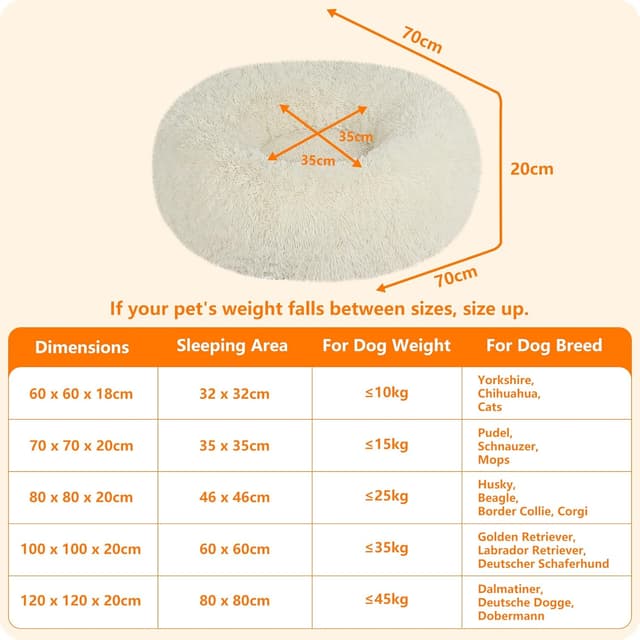 Detalle de HMTOPE Donut Hundebett 70 cm Ø Beige