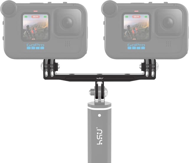 Detalle 2 de HSU Aluminium Twin Camera Mount for GoPro – Longer dual adapter with 1/4 screw thread