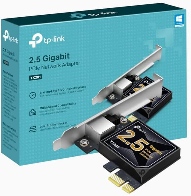 Detalle de TP-Link TX201 2.5 Gigabit PCI Express Ethernet Network Adapter, Low-Profile and Full-Height Brackets, Ethernet Network Card Supports Windows 11/10/8.1/8/7, Linux, Versatile Compatibility
TP-Link TX201 2.5 Gigabit PCI Express Ethernet Netw…