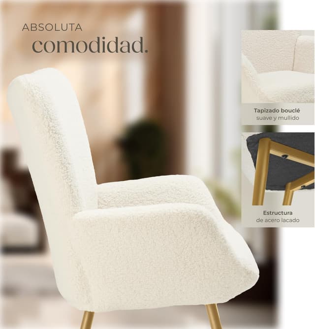 Thumbnail 6 de tectake® Sillón Orejero Estilo Escandinavo 150 kg