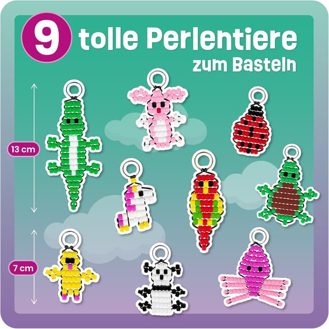 Detalle de Smowo® Perlentiere Bastelset mit Perlen für 9 Schlüsselanhänger-Tiere