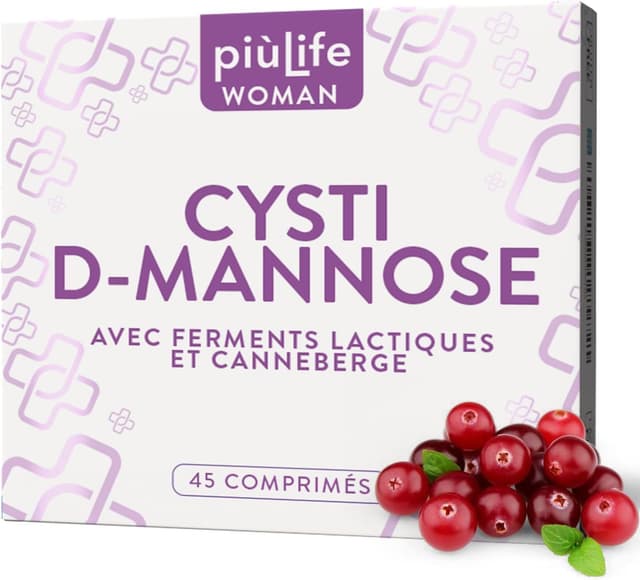 Detalle de PiùLife D-Mannose Cystite Femme 2000 mg avec canneberge et probiotiques – 45 comprimés