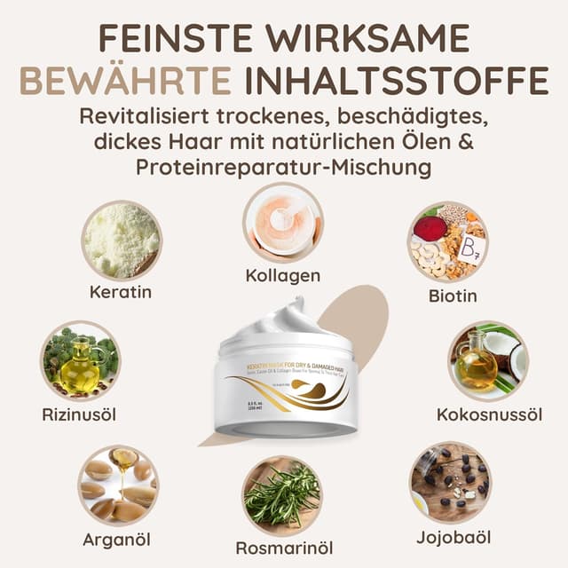 Thumbnail 4 de Vitamins Keratin Haarmaske für sehr trockenes Haar 1 😮