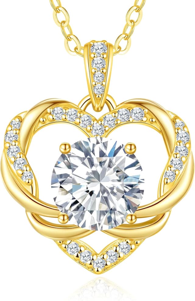 Detalle de LOUISA SECRET Collana da donna Infinity con mini cuore in moissanite, argento sterling 925