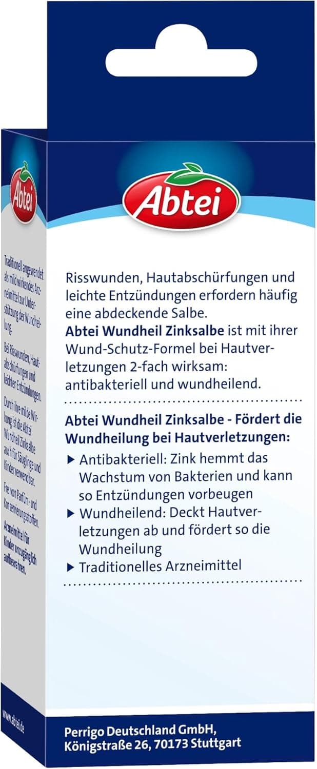 Detalle de Abtei Wundheil Zinksalbe mit Zink zur Wundheilung, antibakteriell & entzündungshemmend – 75 ml
