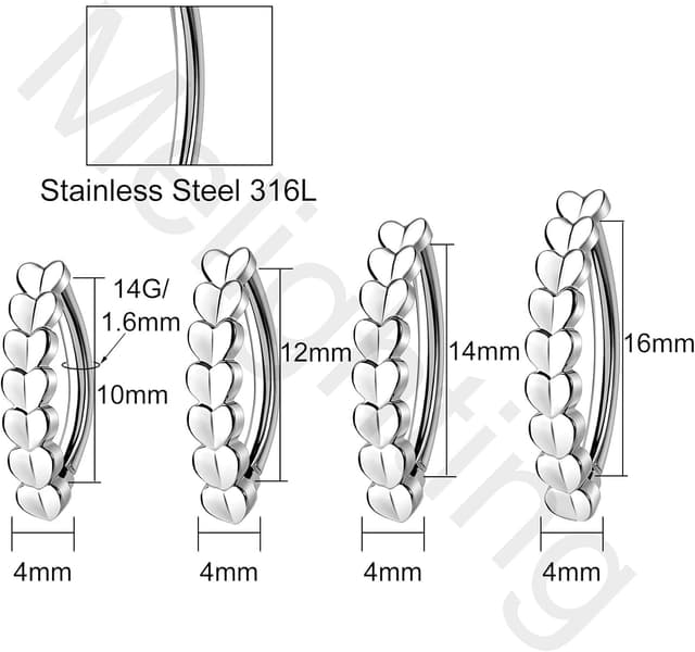 Thumbnail 5 de Melighting piercing ombelico cuore inverso in acciaio 316L