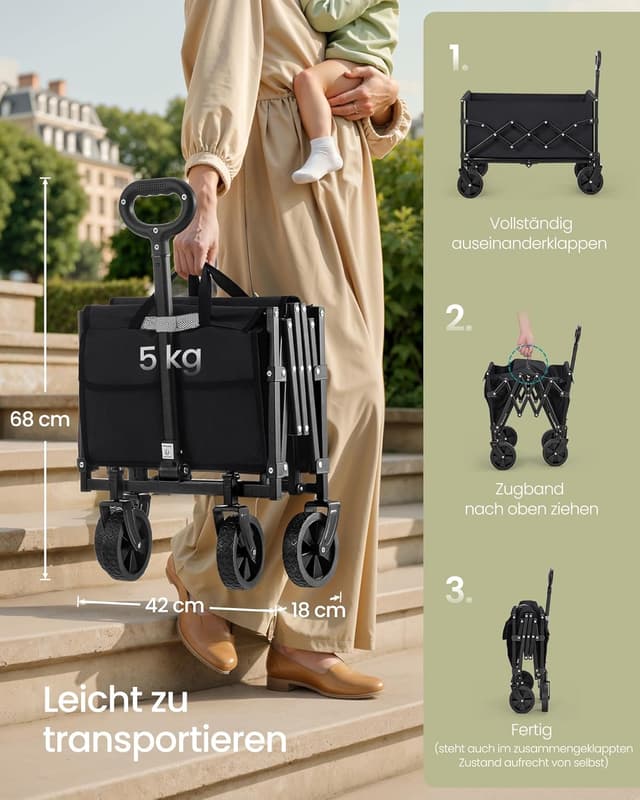 Detalle 2 de Songmics GFW909B01 Garten-Handwagen 180 kg