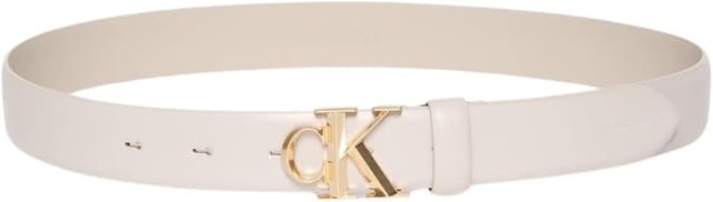 Detalle de Calvin Klein Donna cintura Buckle in vera pelle con fibbia e monogramma CK, 3 cm