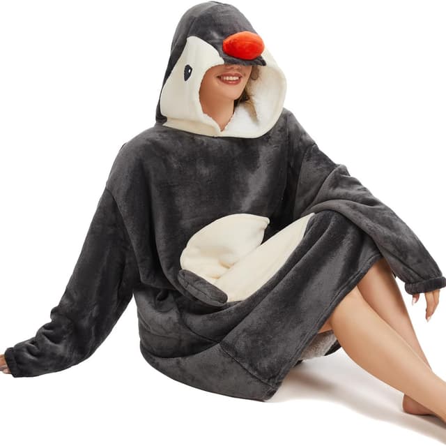 Detalle 2 de chuangminghangqi Übergroße Kapuzendecke mit Ärmeln – kuscheliger Fleecepullover für Erwachsene (Unisex)