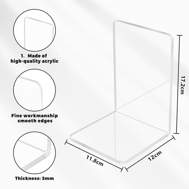 Detalle 2 de Set da 8 fermalibri trasparenti grandi in acrilico (12×11,8×17,2 cm) rinforzati