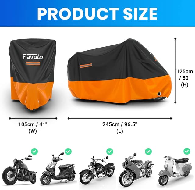 Thumbnail 4 de Favoto funda para moto 210D 245x105x125cm