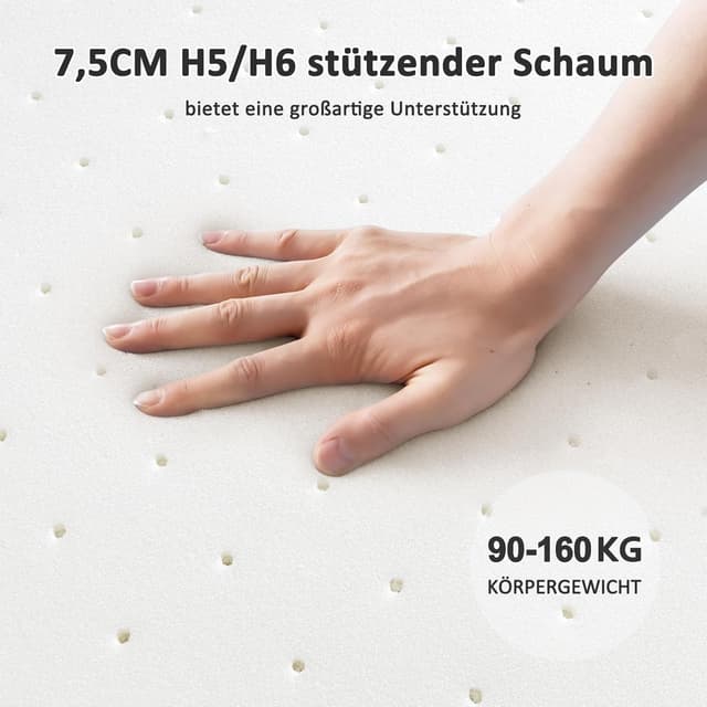 Detalle de BedStory Topper 180x200 H5/H6 7,5 cm