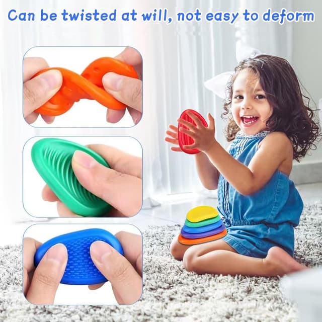 Detalle de 36pcs Color Random Fidget Toys Sensory Stones (Textured Worry Stones) for Kids & Teens