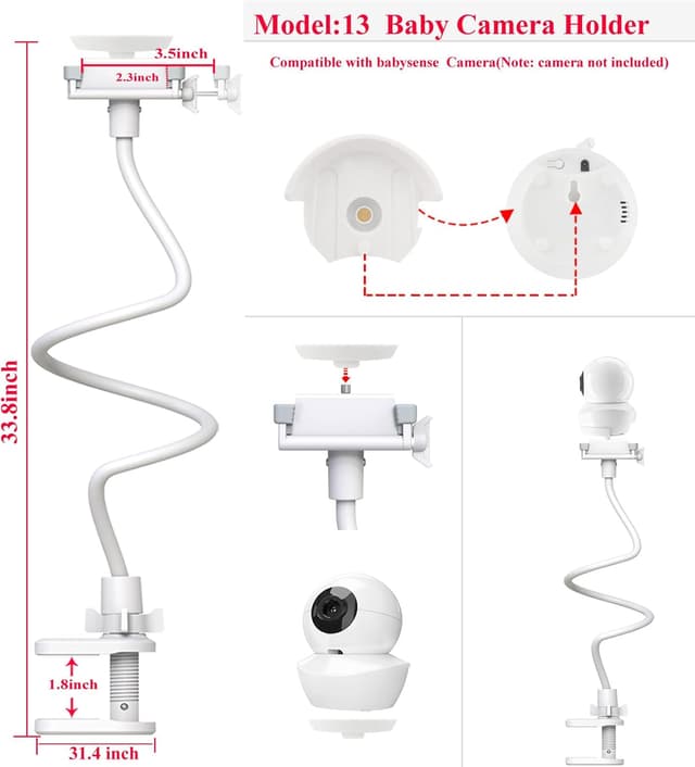 Detalle de EYSAFT Baby Monitor Holder clamp for Babysense MaxView 2CAM / HDS2-1CAM / MaxView 1CAM